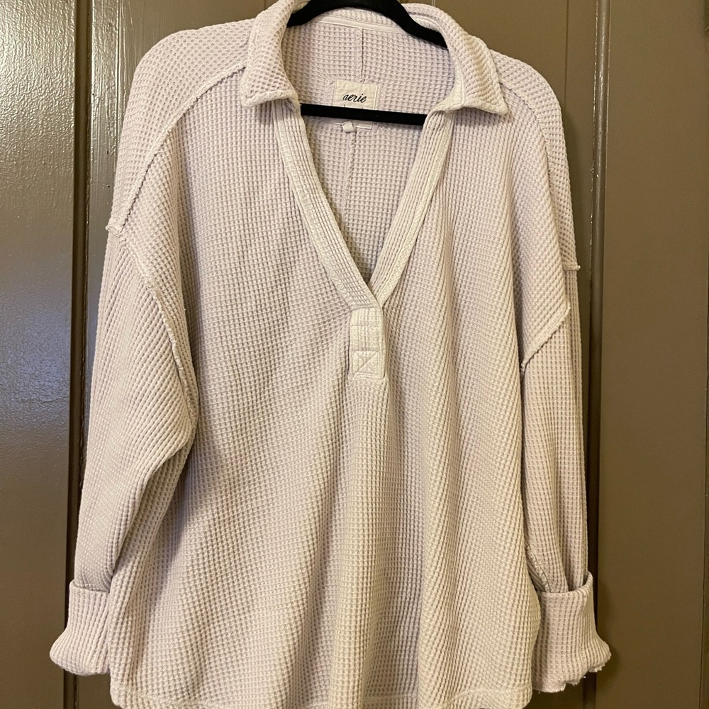 Aerie Waffle V Neck Top